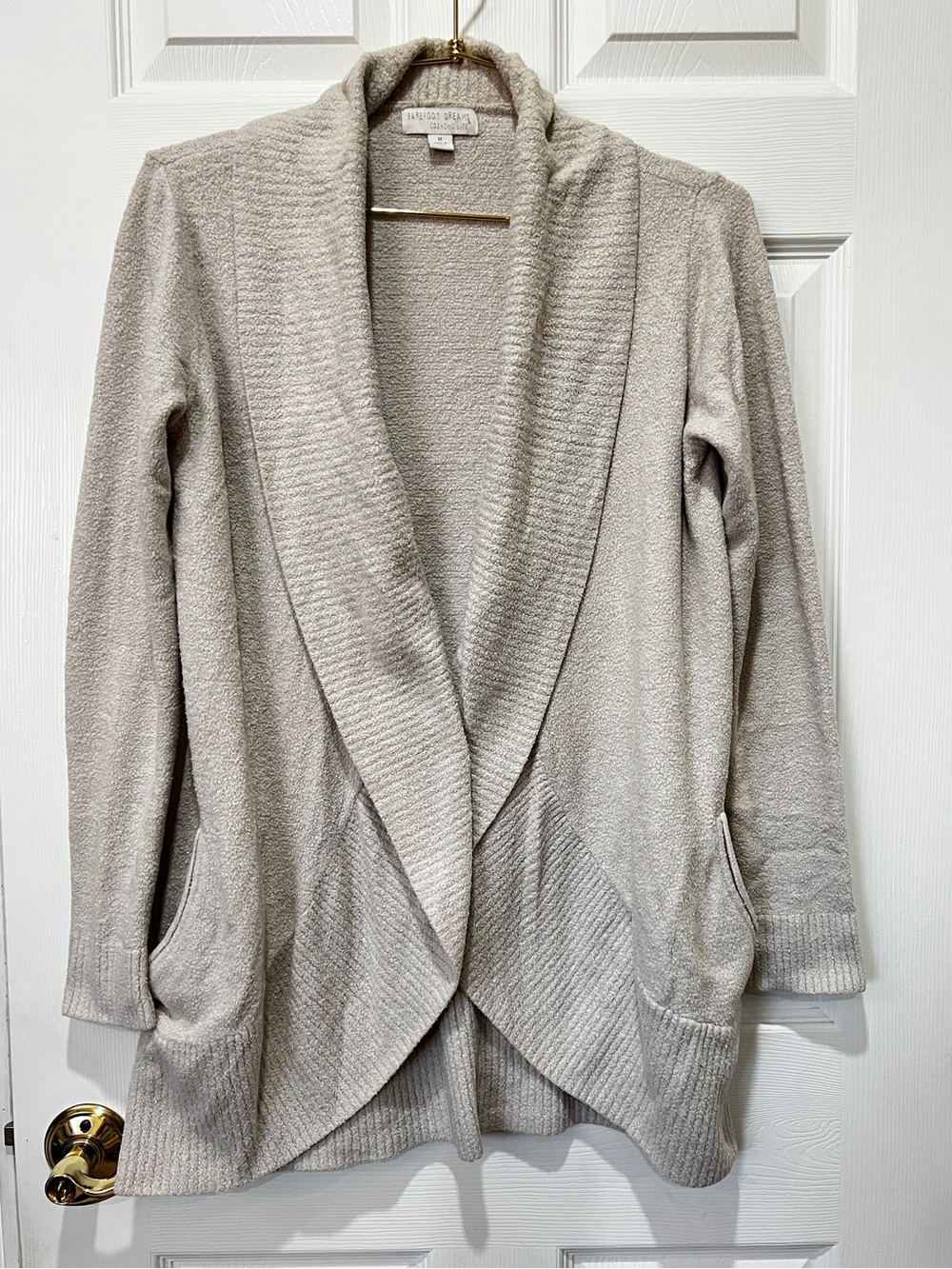 Barefoot Dreams Cozychic Lite Circle Style Cardigan Size Medium Beige Ivory